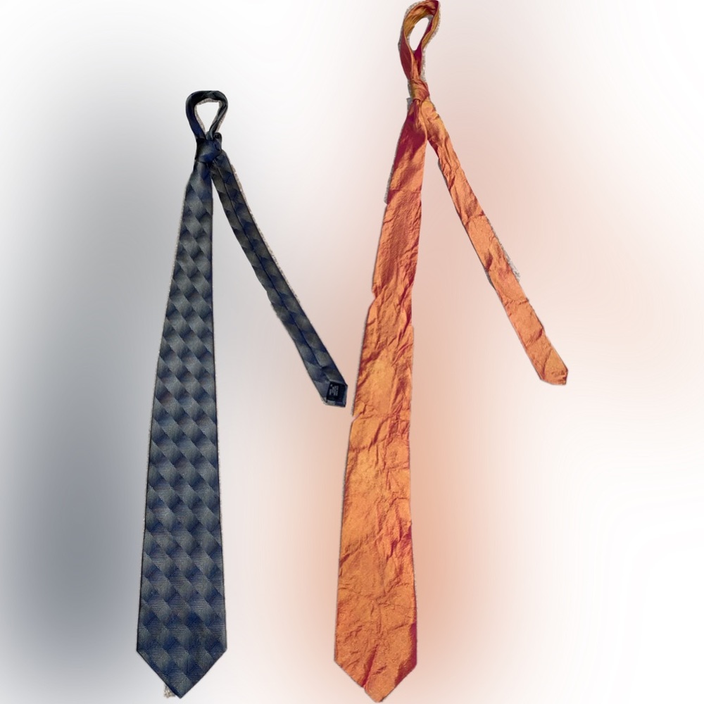 TIE BUNDLE DEAL, ARIA ORANGE REFLECTIVE TIE AND VAN HAUSEN BLUE PATTERN TIE